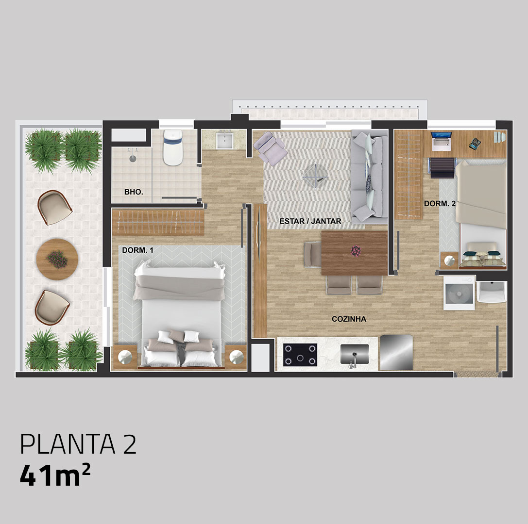 Apto. Tipo 2 - 41,00m²